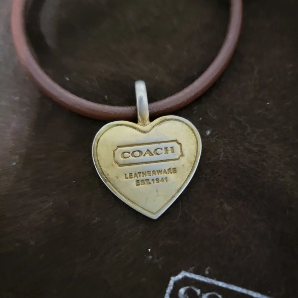 Coach Leather And Gold Heart Charm on Brown Bracelet - Picture 3 of 4
